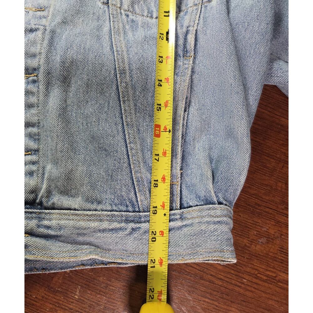 Vintage 90s YES Clothing Co Aztec Denim Trucker Jacket - Boxy Cropped L/XL - Picture 11 of 16